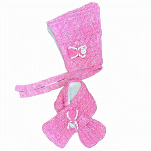 Pink Cable Knit Fleece Lined Toddler Gnome Winter Hat Scarf Set